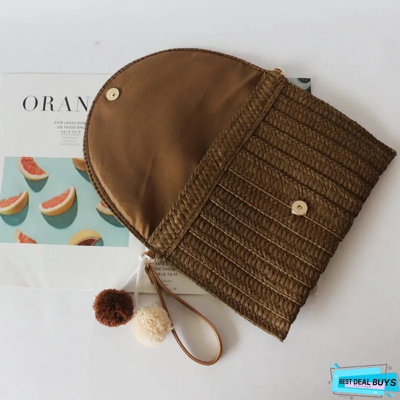 Hand Straw Bag Messenger Beach Bag