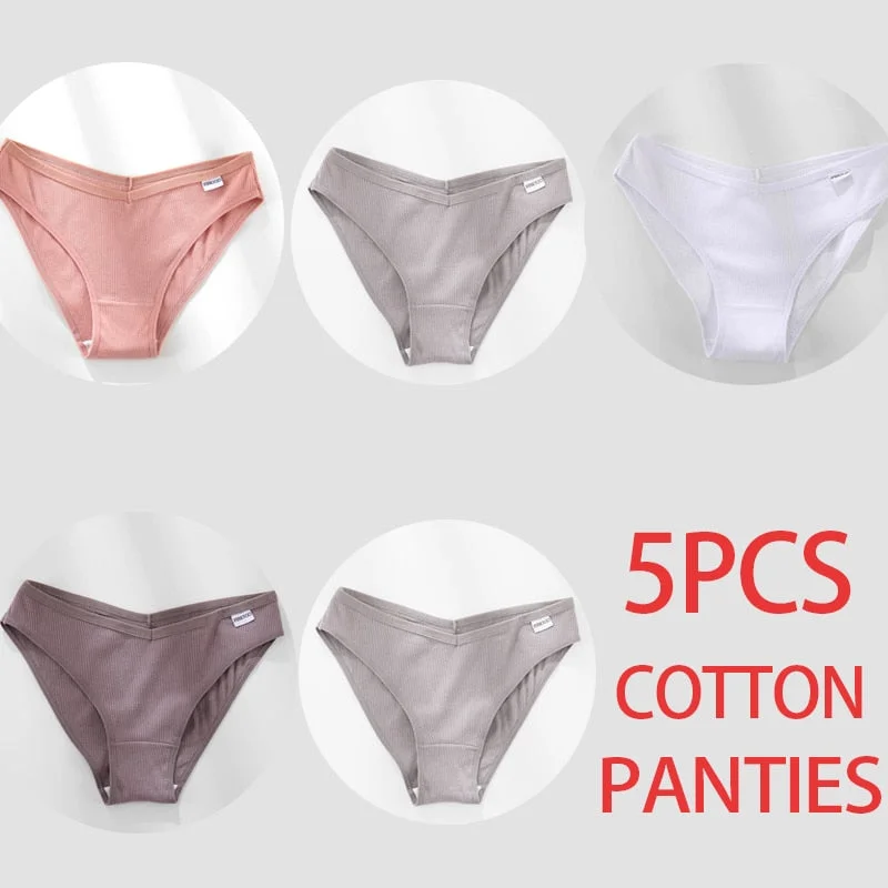 5PCS/Set Women Panties Cotton Underwear Female Panties Solid Color Underpants Sexy Lingerie Pantys for Woman Briefs Intimates