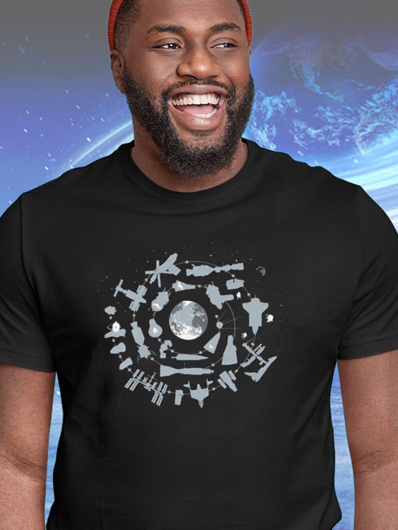 Spaceship Satellite Graphic Men's T-Shirt in  mildstyles