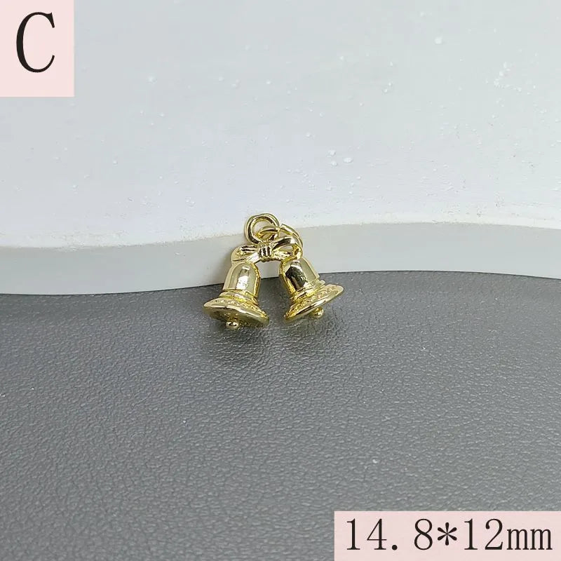 1 Piece 12*14.8mm 14 * 20mm 9*18mm Copper Zircon Sock Bell Elk Pendant Jewelry Accessories