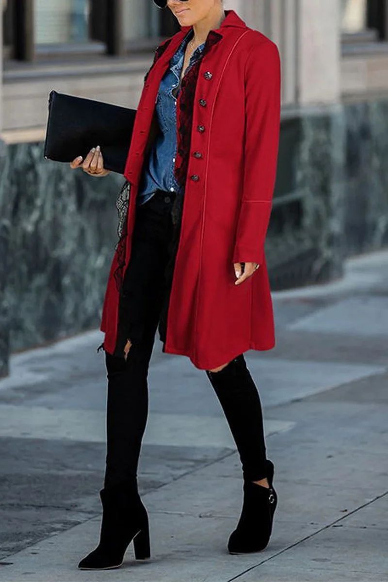 Solid Color Mid-Length Casual Coat