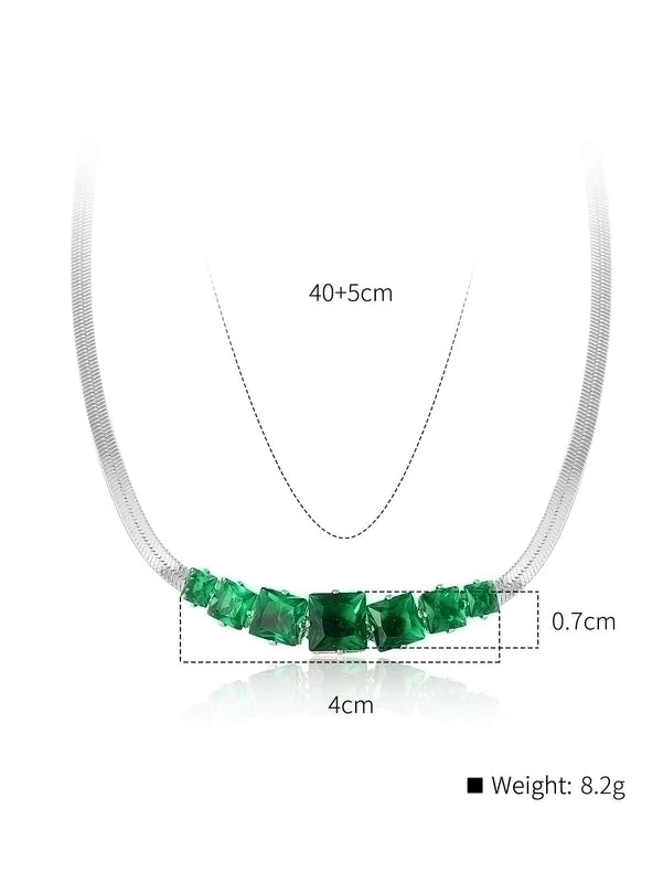 Stainless Steel Silver Plated Minimalist Toggle Inlay Square Lock Artificial Pearls Zircon Pendant Necklace