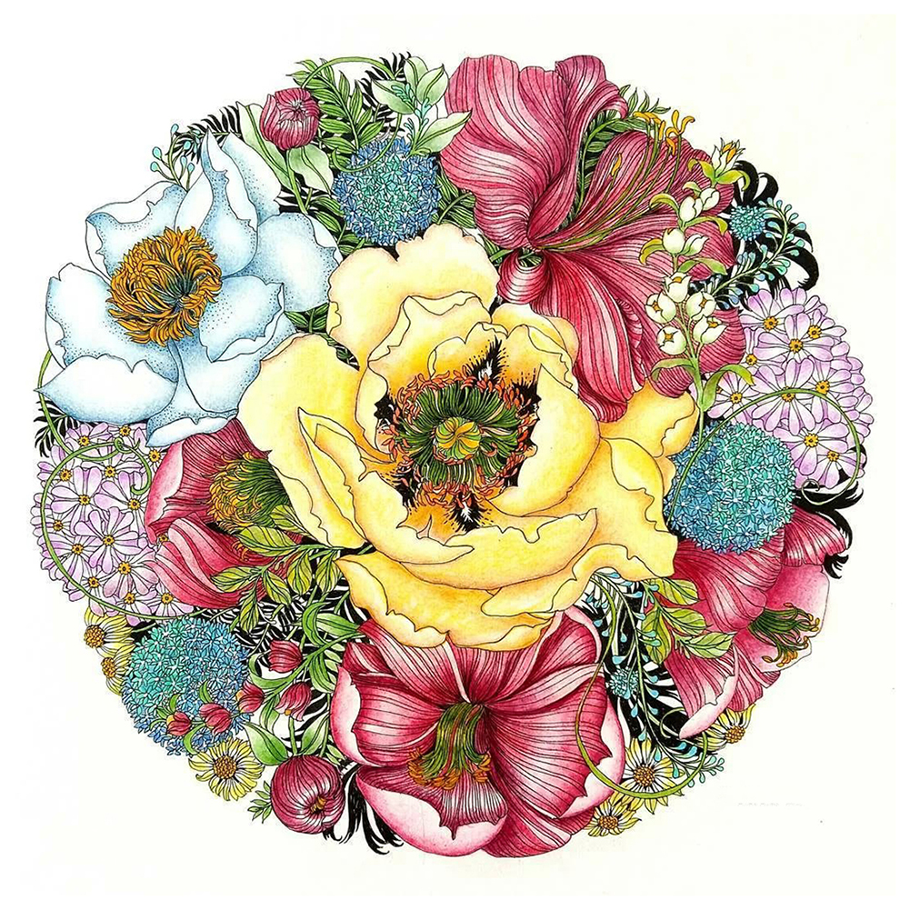 

30*30CM - Round Drill Diamond Painting - Flower, 501 Original