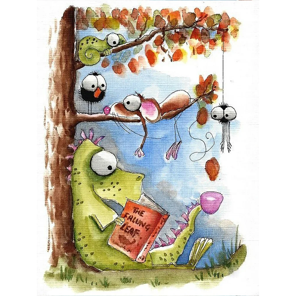 The big-eyed dinosaur and his buddies - Full Round - Diamond Painting (30*40cm)