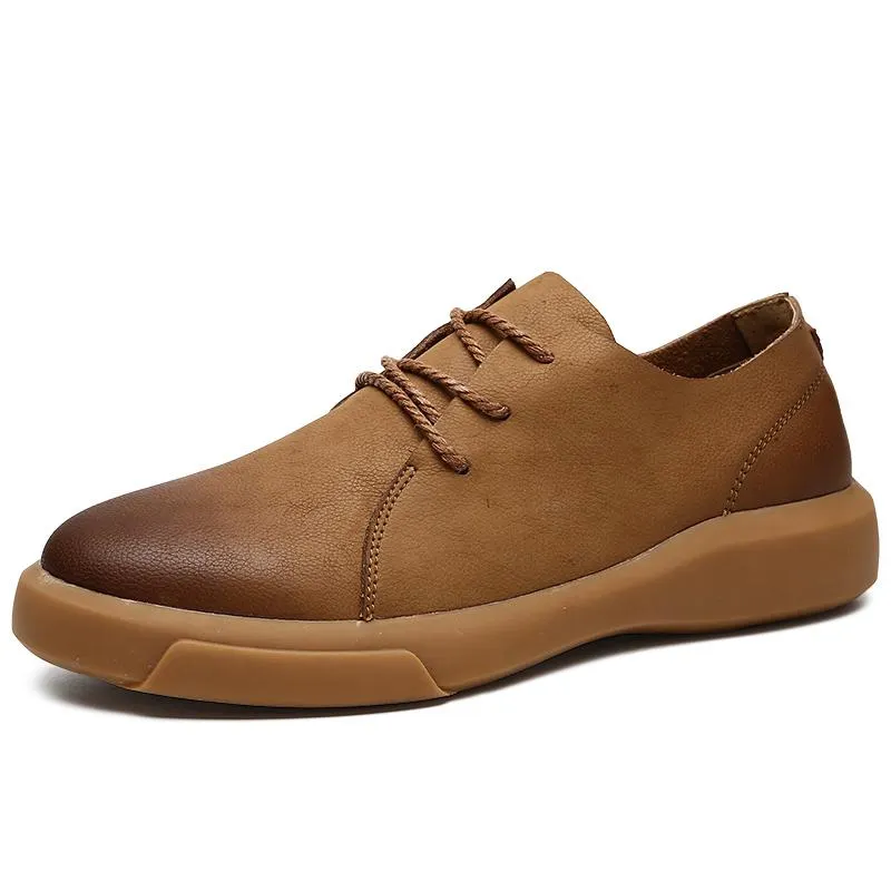 Genuine Leather Shoes Men Leather Sneakers Flats Design Style Men Shoes  Loafers Lace Up Walking Casual Shoes Men Big Size 37-47