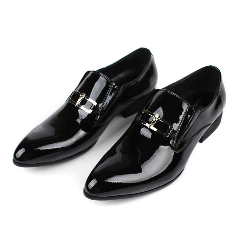 mens black patent loafers