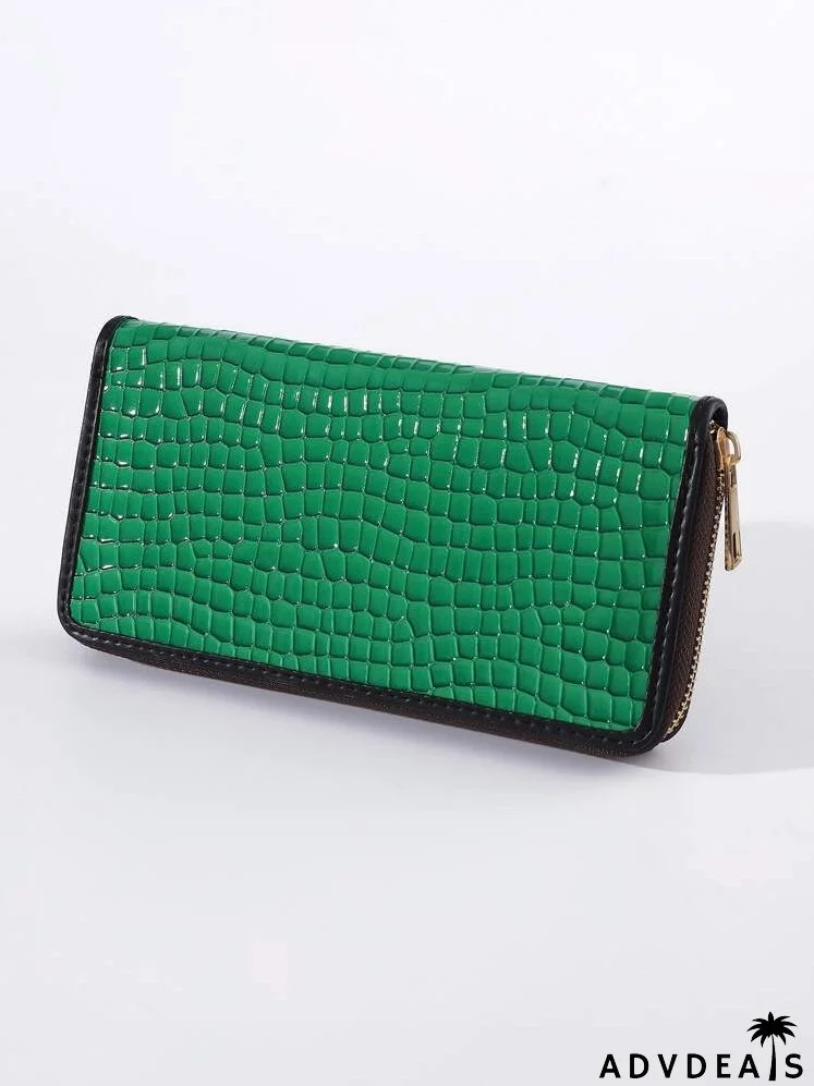 Crocodile Embossed Long Wallet