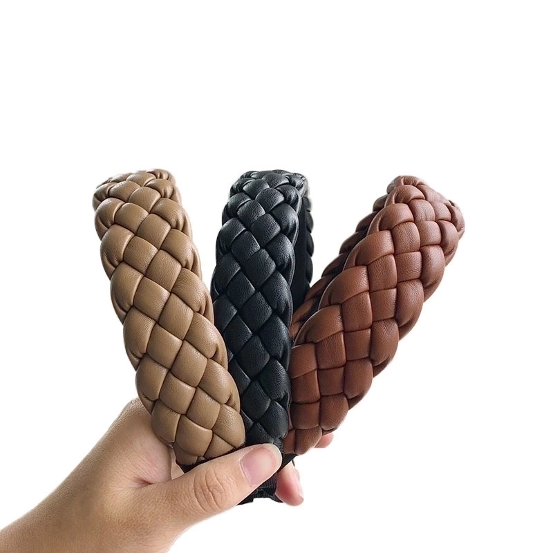 Retro Woven Pu Leather Headband