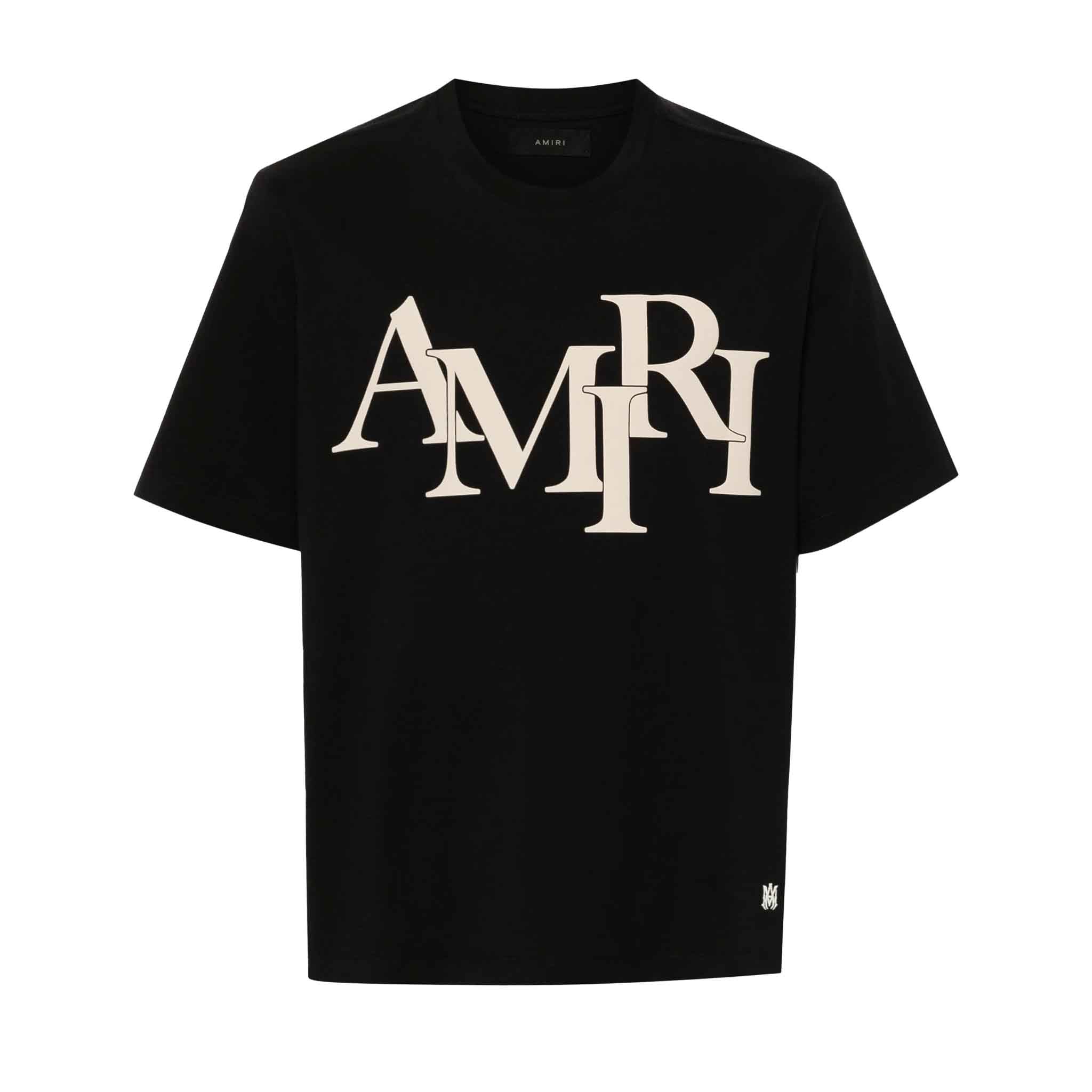 Amiri Staggered Logo T-Shirt in Black