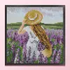Lavender Girl Full 14CT DIY Stamped Cross Stitch Kits for Beginners Adults Home Decor Cross Stitch Art and Crafts Kits 7.87x7.87In
