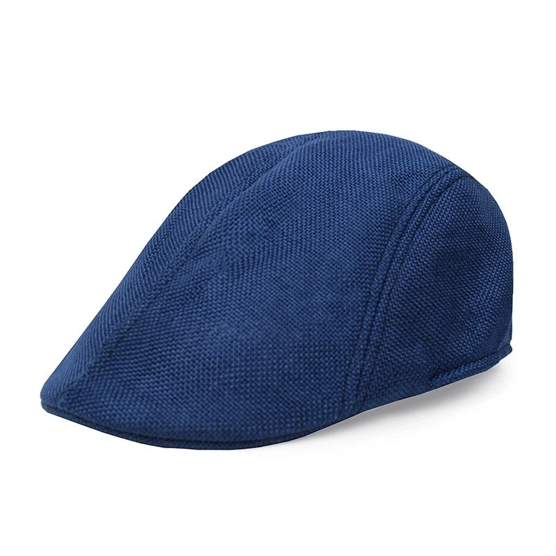 Men’s Retro British Style Solid Color Curved Eaves Beret Hat