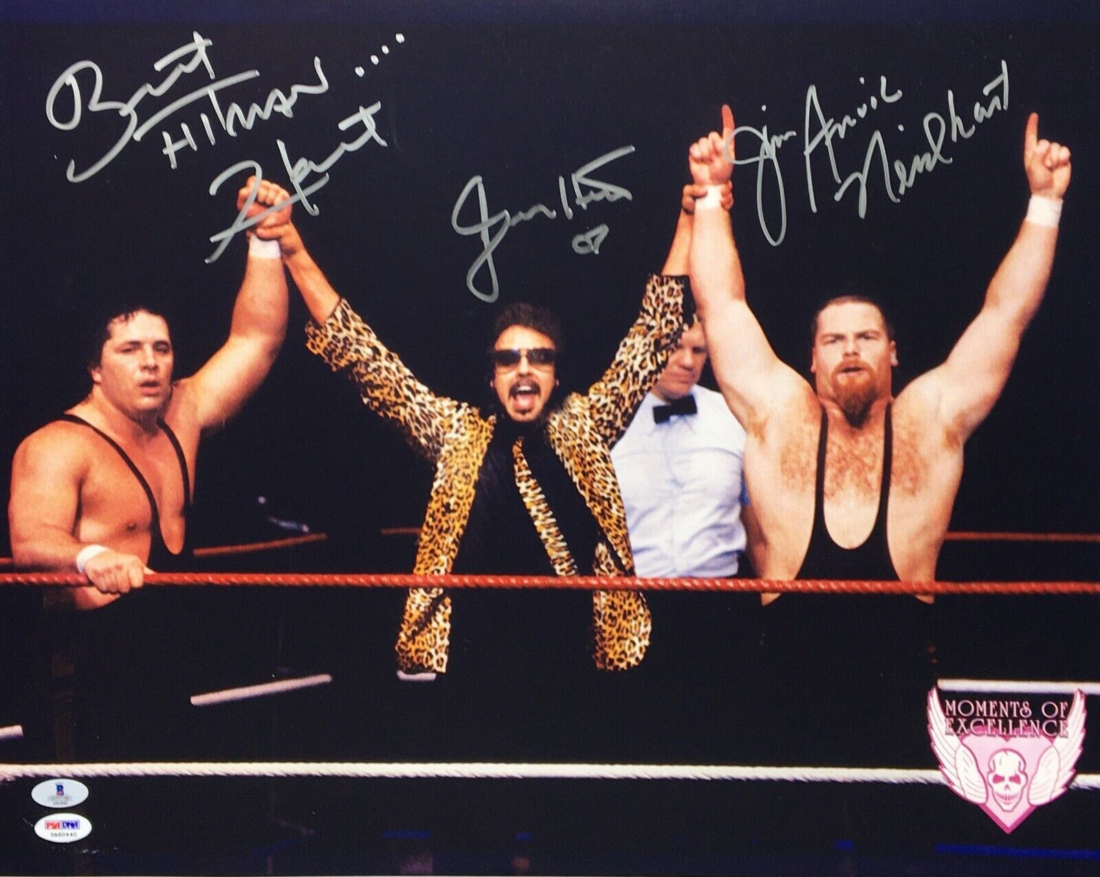 Jim Neidhart Bret Hart Jimmy Hart 16x20 Photo Poster painting BAS/PSA