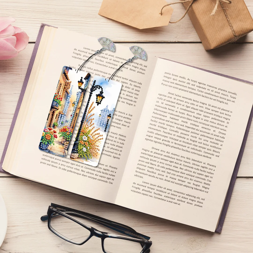 12Pcs Flower Scenery DIY Diamond Painting Bookmarks for Reading Enthusiasts