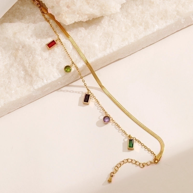 Cool Style Shiny Round Rectangle 304 Stainless Steel Zircon Bracelets In Bulk