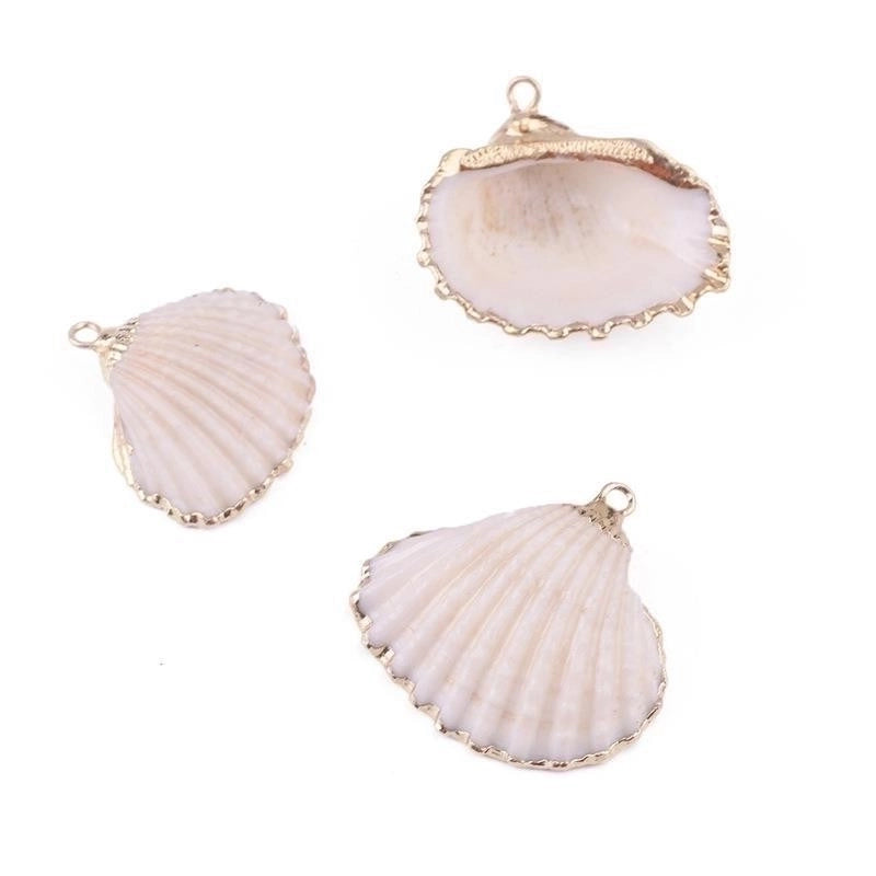 2 Pieces Retro Beach Conch Shell Shell Plating Pendant Jewelry Accessories