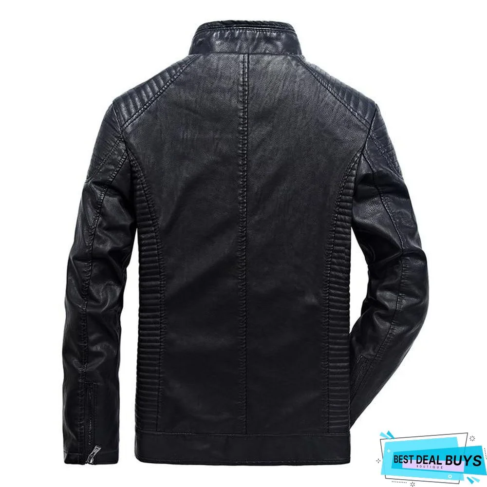 Men Leather Jackets Winter Jacket Classic Motorcycle Style Inside Thick Coats Leather Jacket