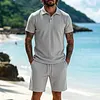 Men's Casual Vacation Polo Shirt And Shorts Set by Inlyline