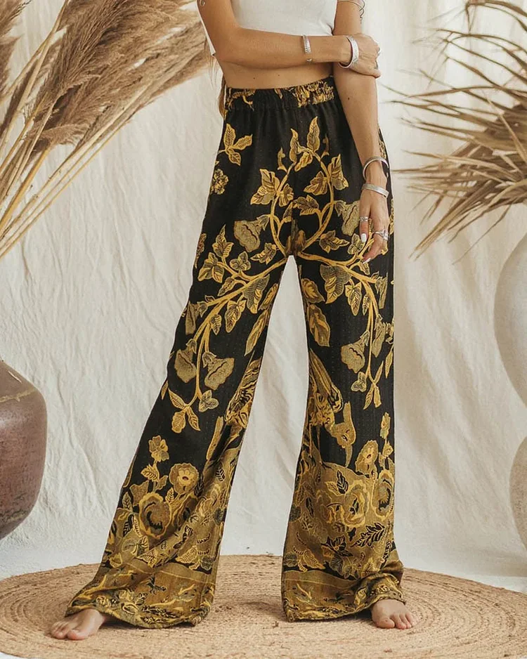 Ladies fashion jacquard loose trousers