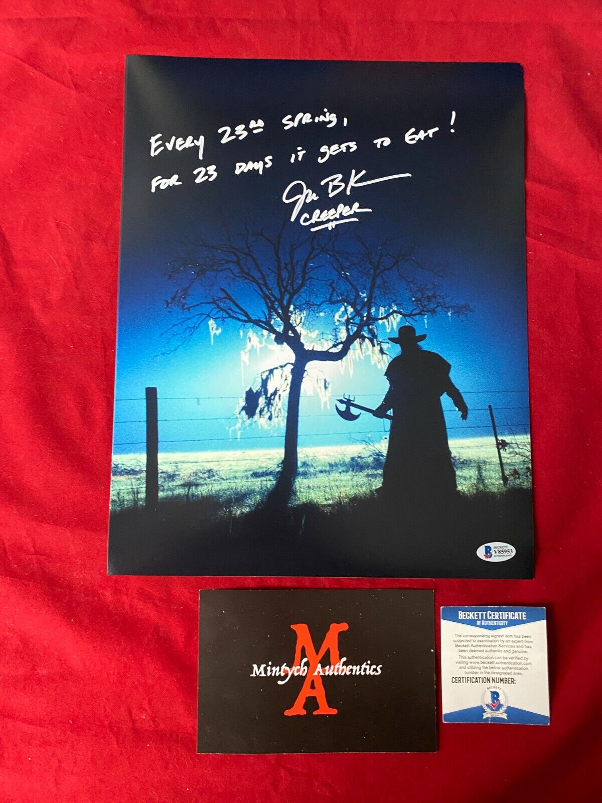 JONATHAN BRECK JEEPERS CREEPERS AUTOGRAPHED SIGNED 11x14 Photo Poster painting! BECKETT COA!