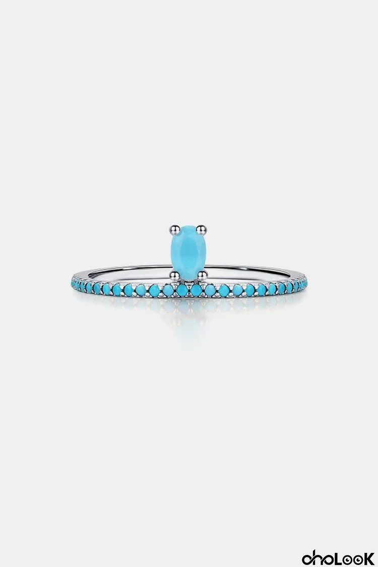 925 Sterling Silver Artificial Turquoise Ring