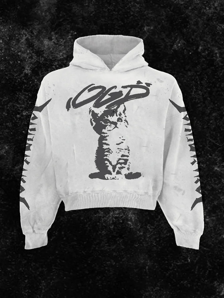 Fun Cat Street Round Neck Hoodie