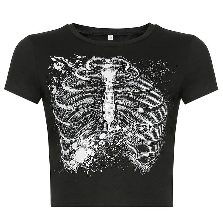 Sweetown Retro Print Patchwork T-Shirts Vintage Aesthetic Girl Techwear O Neck Short Sleeve Summer Tops Women Basic Tees