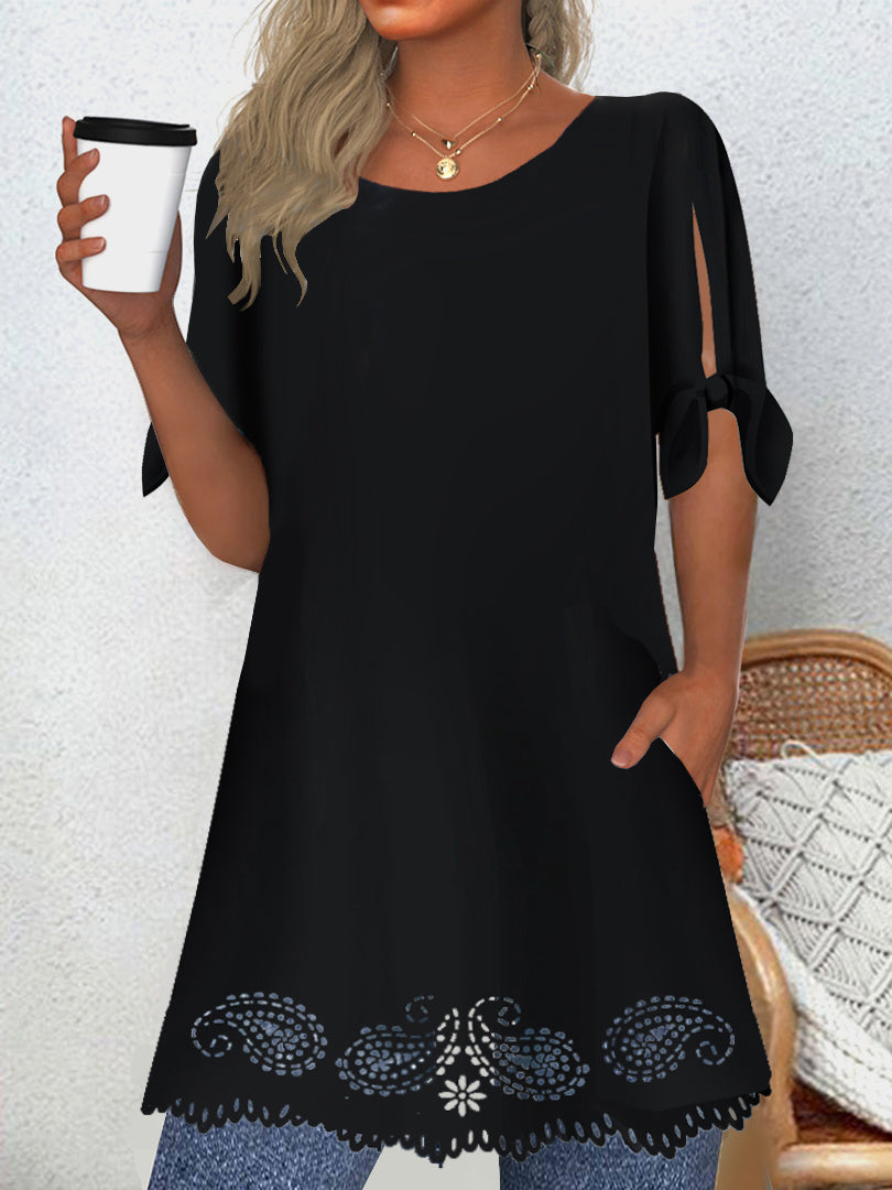 Women Long Sleeve V-neck Graphic Floral Printed Top