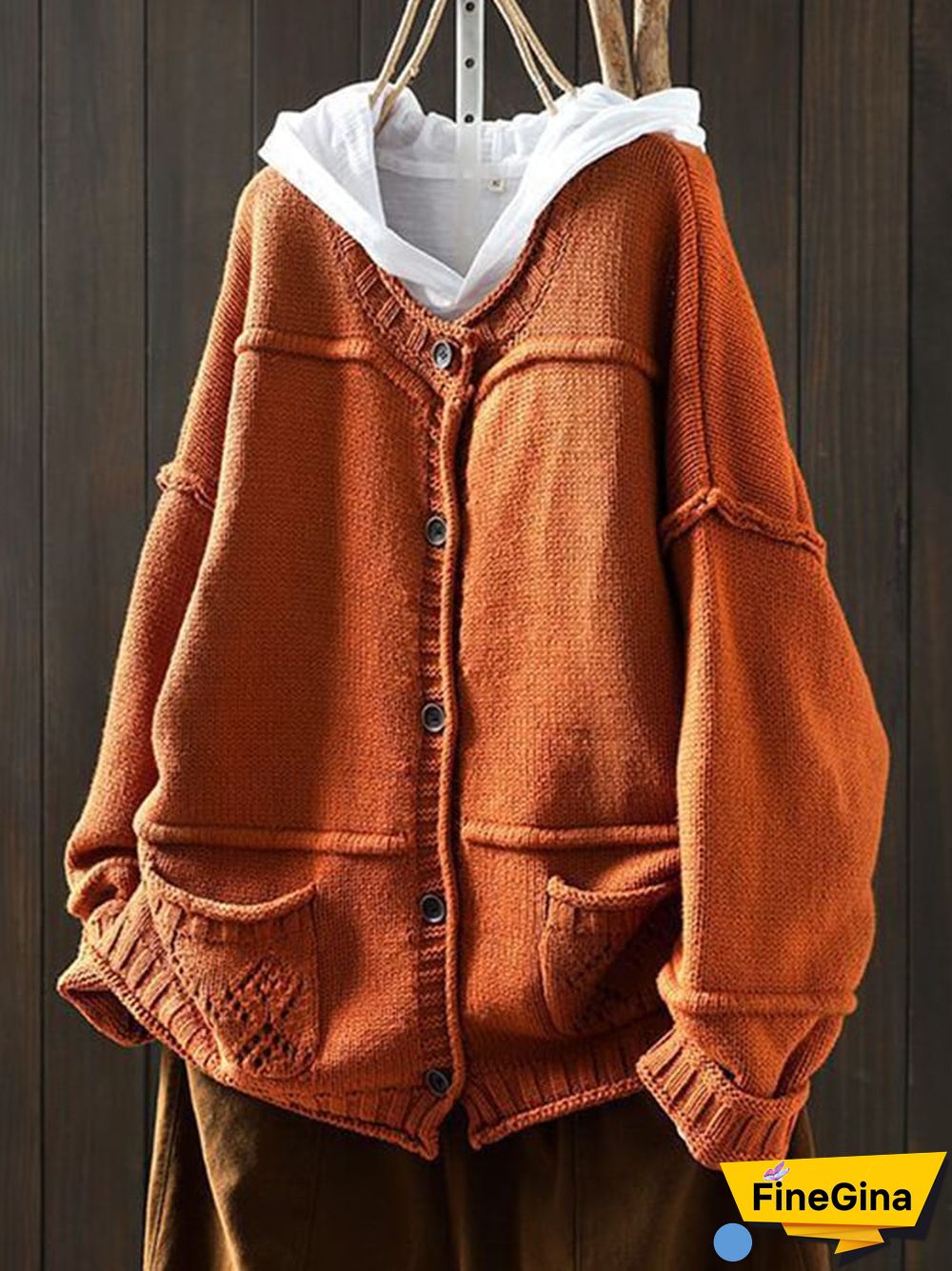 Women's Literary Vintage Old Splicing Button Sweater Coat