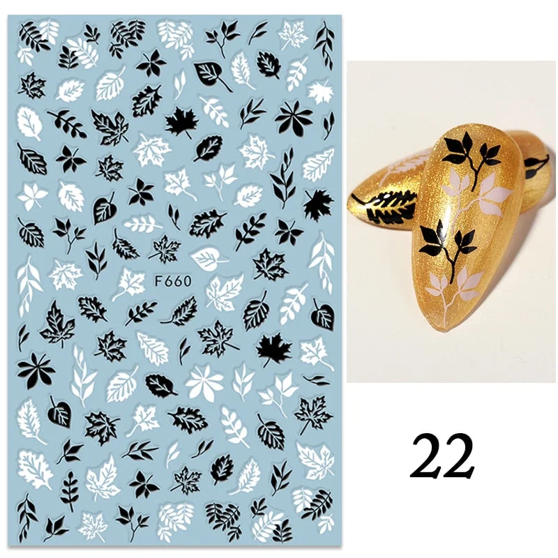 3D White Lace Flowers Translucent Nails Stickers Leaf Ballet Geometry Butterfly Gradient Abstract Nail Art Design Slider Decor