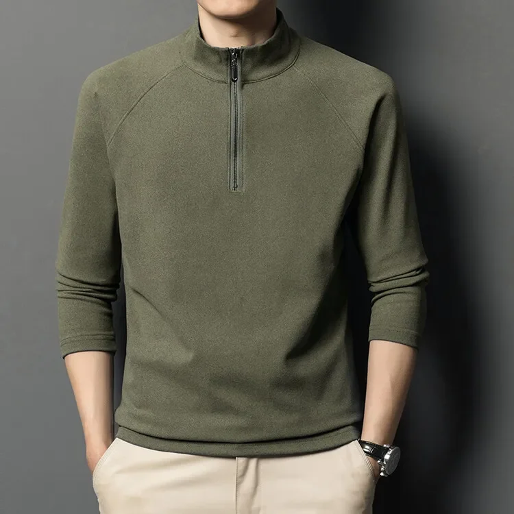 Dekziv 90S Fashion Men - Half Zipper Pullover Long Sleeve T-Shirt  