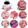 6Pcs/set Diamond Painting Wooden Flower Coaster Cup Cushion With Holder