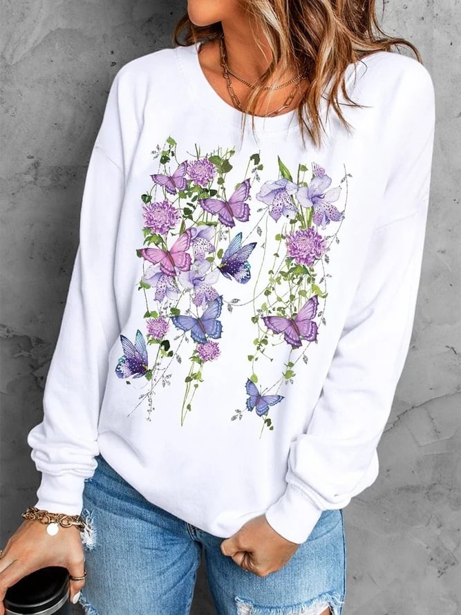 Casual Floral Sweatshirt