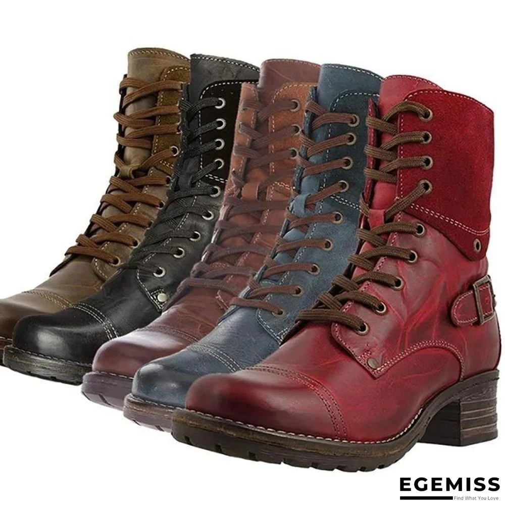 Classic Motorcycle Lace Up Ankle Boots | EGEMISS