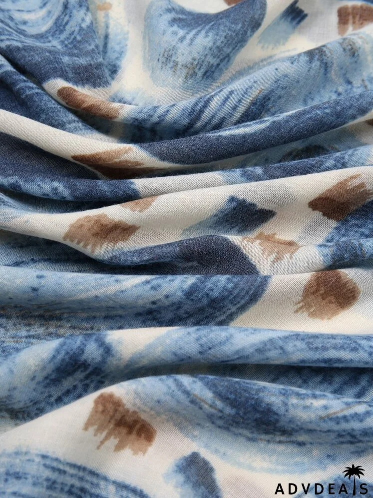 Graphic Raw Hem Scarf