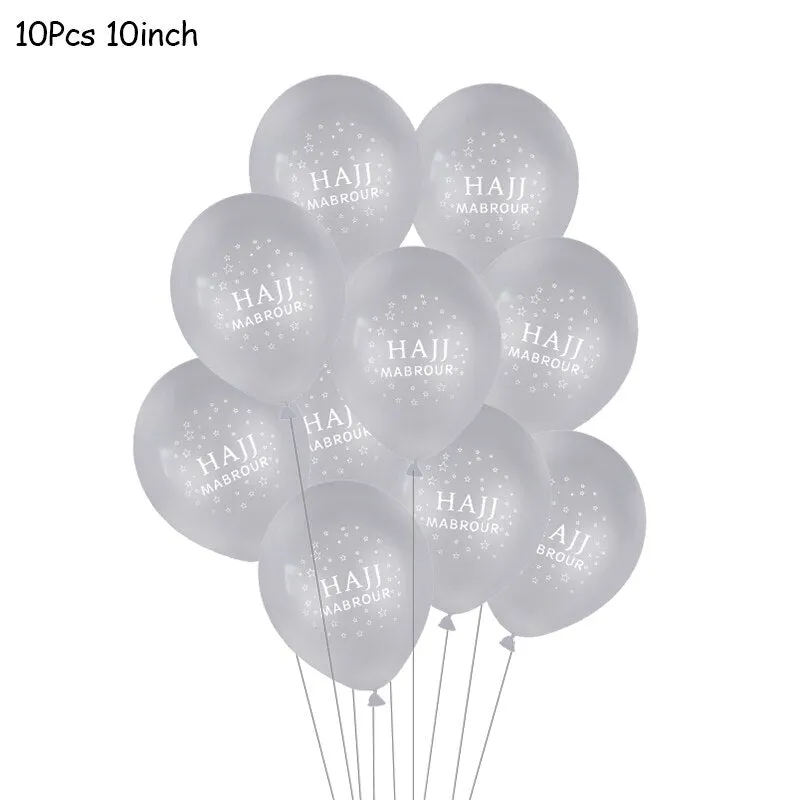 10Pcs EID MUBARAK Balloons Decor Ramadan And Eid Decoration Muslim Hijab Islamic Decor Muslim Ramadan Mubarak Party Supplies