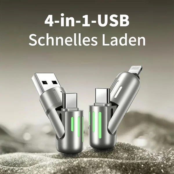 🔥Zeitlich begrenztes Angebot⏰ 4-in-1 USB-Ladekabel, Schnellladung, bis zu 60 W