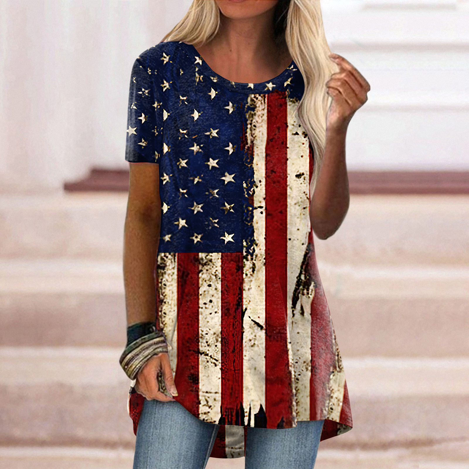 Vintage Flag Print T-Shirt