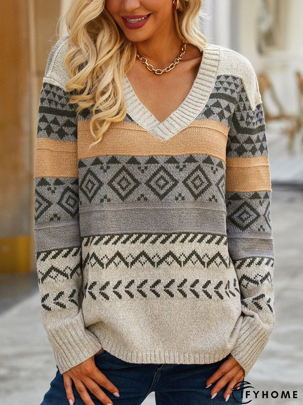 V Neck Boho Sweater | IFYHOME