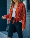 Women's Jackets Long-sleeve Printed Fringed Jacket