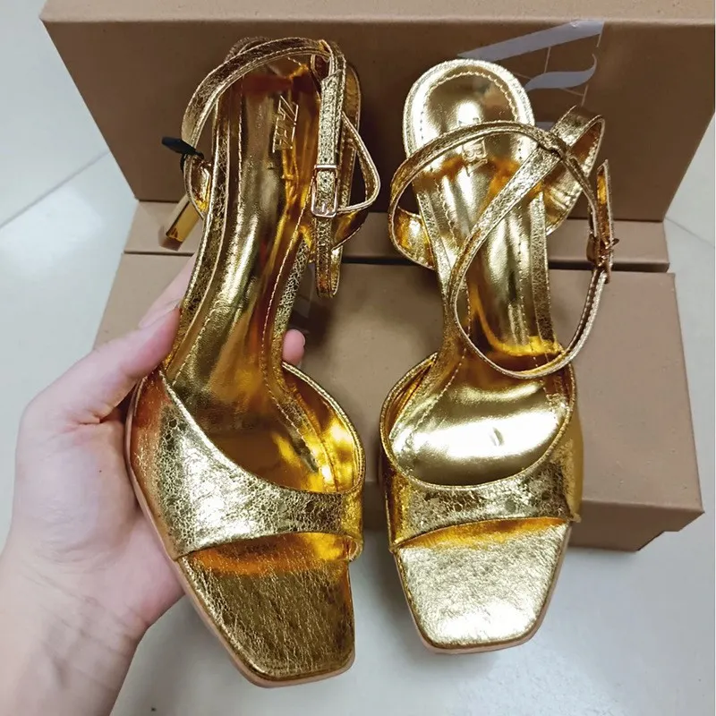 Breakj Breakj New Niche Leather Cat With Exposed Toe Sandals Women French Retro Simple Thin Tie Shoes