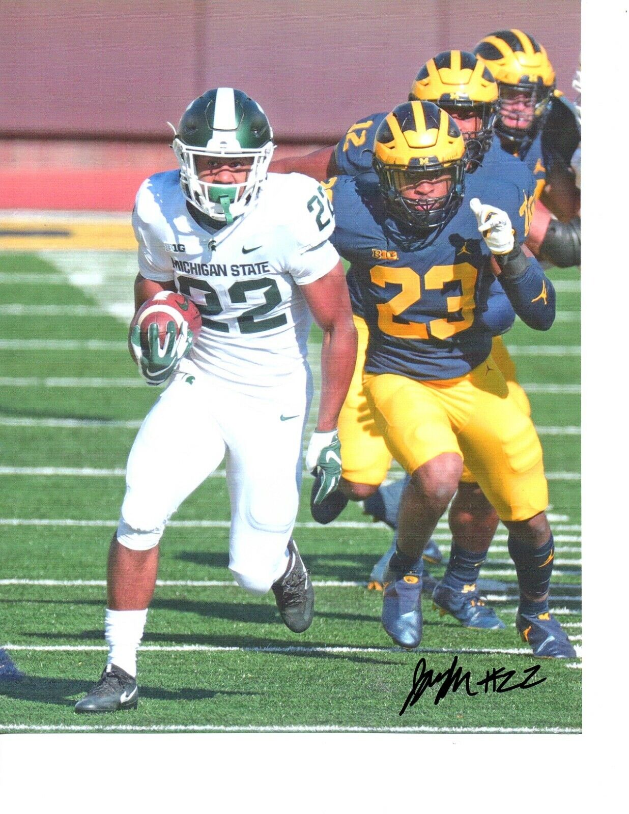 Jordan Simmons Michigan State football signed autograph 8x10 Photo Poster painting win over U-M#