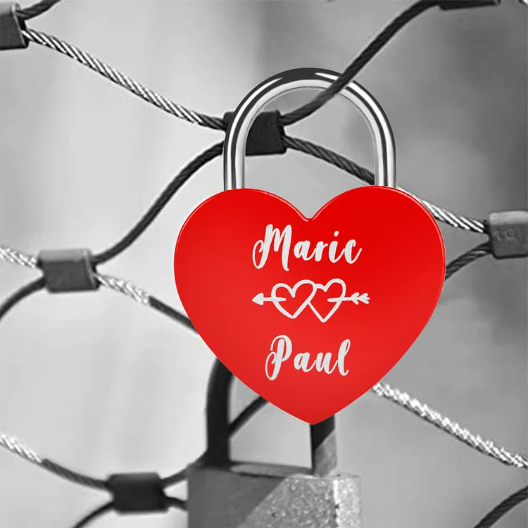 Personalized Double Heart Engraved Love Lock Custom Names Padlocks Gifts For Couple