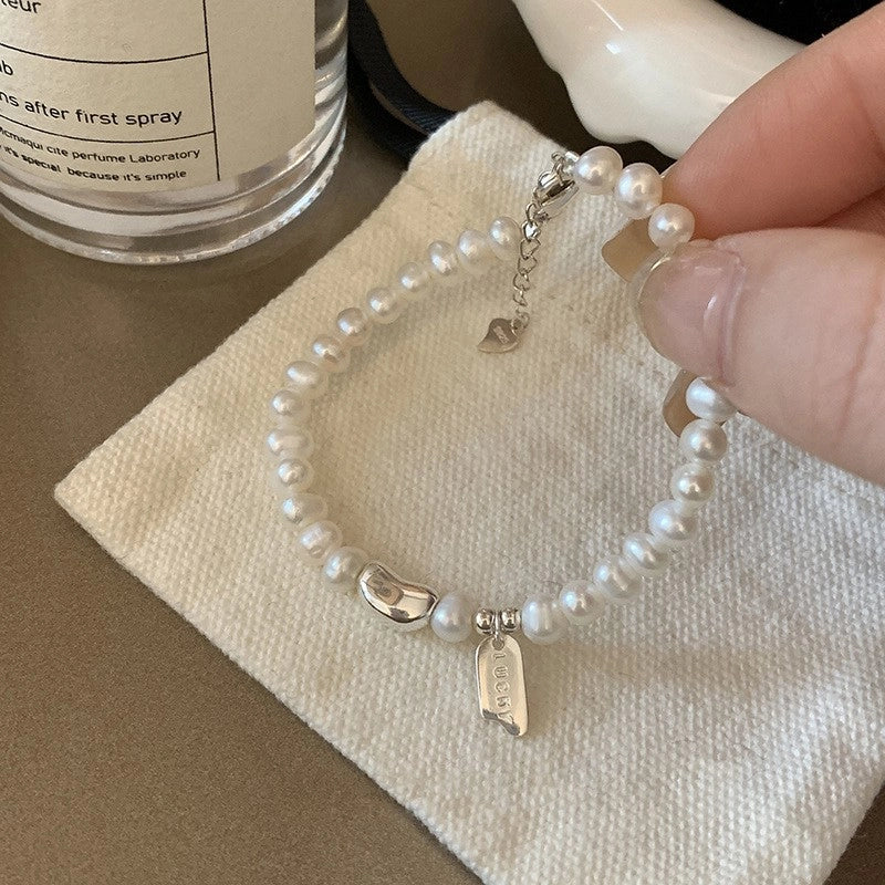 Korean-style Niche Heavy Industry Pearl Silver Beaded Bracelet Women’s Light Luxury Niche Exquisite Bracelet Trendy Bracelet For Girlfriends