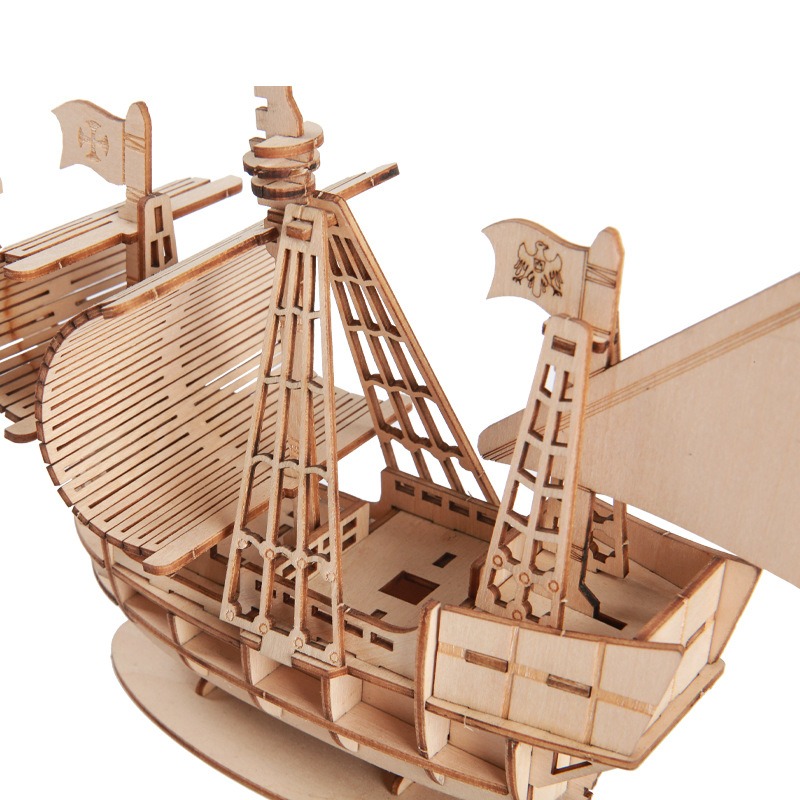 Tegooe 3D Wooden Sailboat Model Kit DIY Assembly Puzzle Craft for Adults Teens