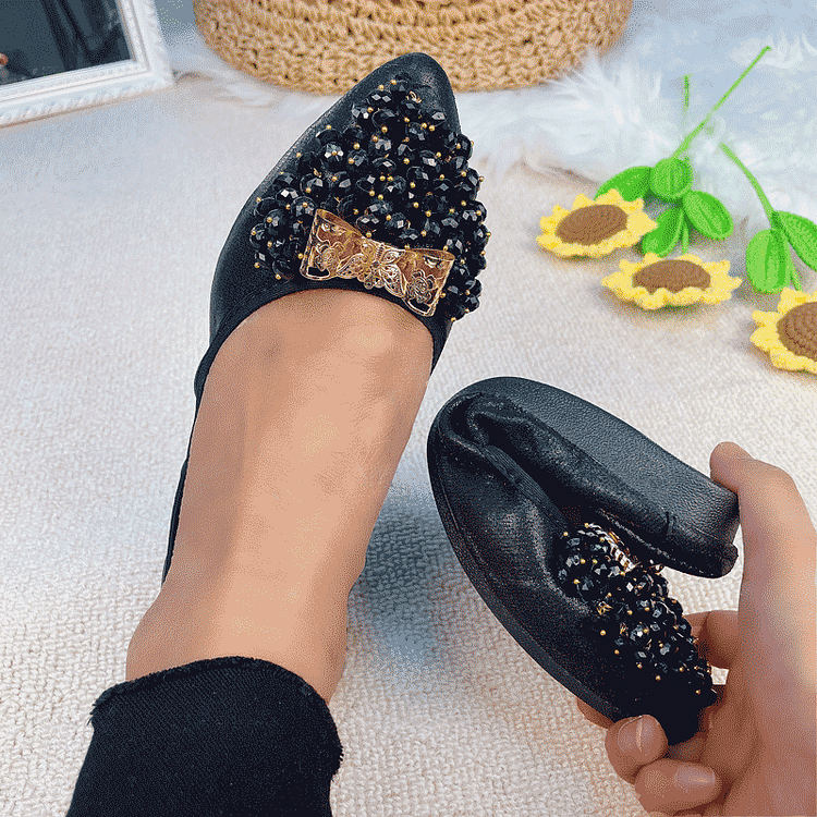 vanccy  Casual Comfort Dressy Flats For Wedding Bling Sparkly Bridal Shoes CF204 QueenFunky