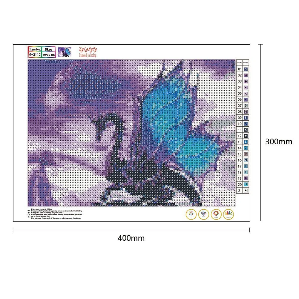 Diamond Painting - Full Round Drill - Purple Dragon(40*30cm)