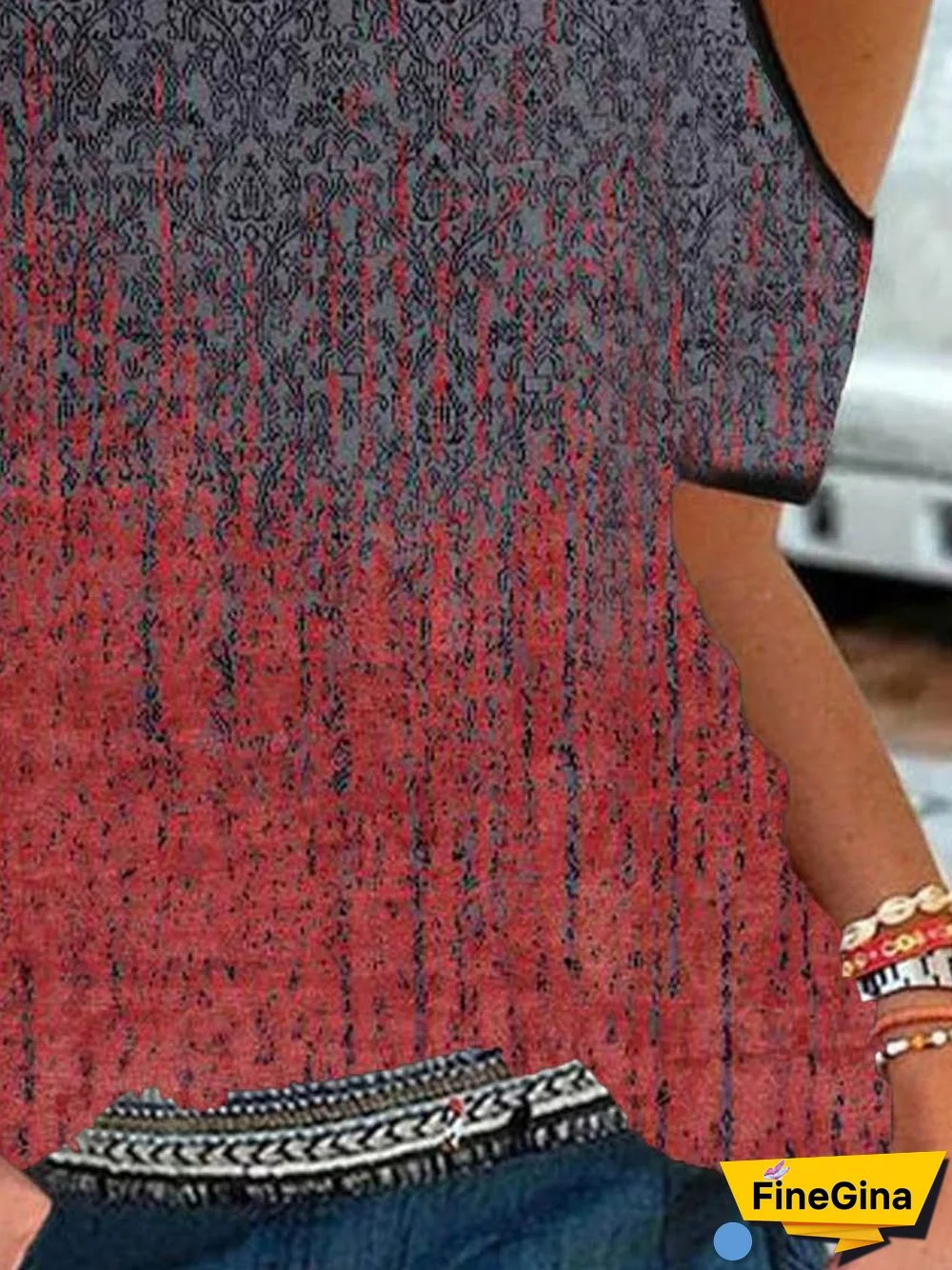 Resort Cotton-Blend Tribal Short Sleeve T-shirt