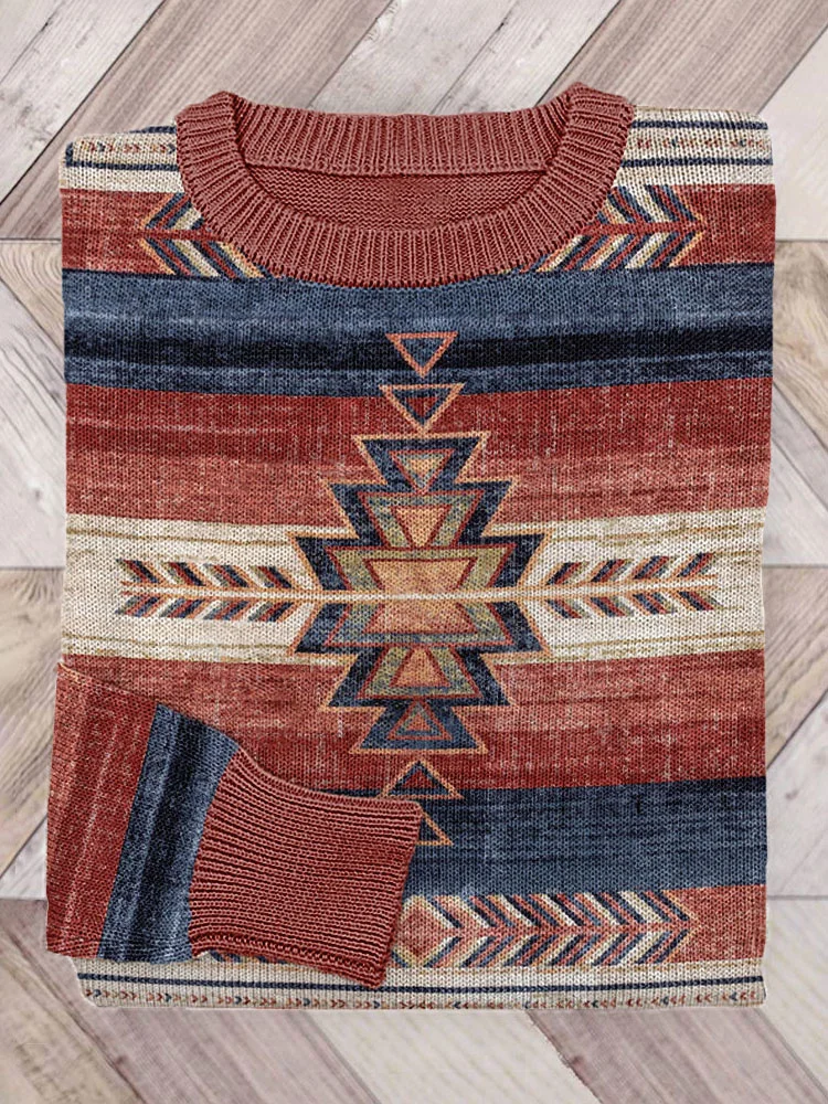 VChics Vintage Western Ethnic Casual Cozy Knit Sweater
