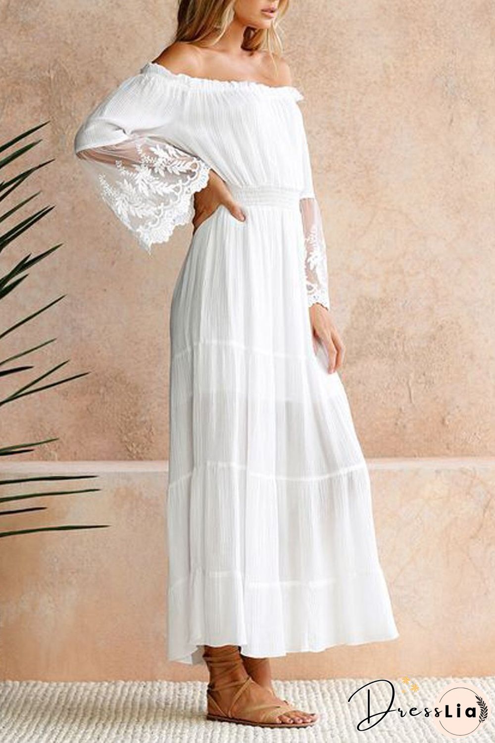 Off The Shoulder Lace Patchwork Dress