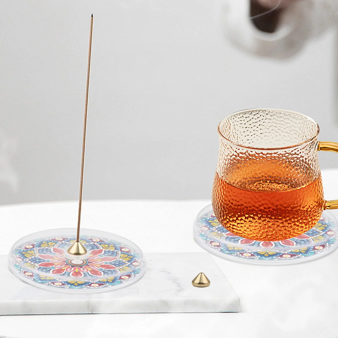 4pcs DIY Diamond Painting Incense Tray Incense Burner Stick Holder (Mandala)